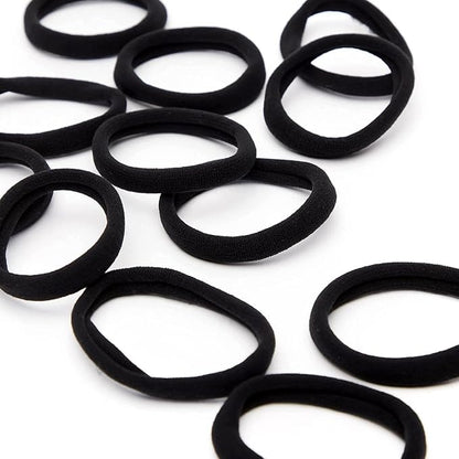 Kitsch Nylon Hair Ties No Damage - Stretchable Elastics for Strong All-Day Hold, Ponytail Holders | Hair Accessories for Women & Girls | Ideal Gifts for Women - Black, 12 Pcs