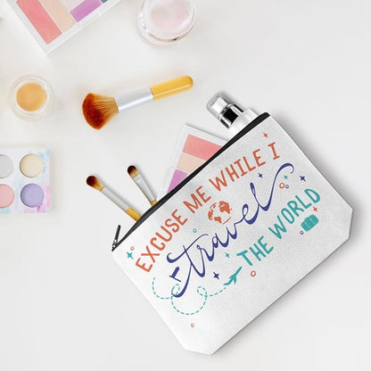 Funny Travel Gifts for Women Makeup Bag Travel Essentials Cosmetic Bags Toiletry Bag Flight Vacation Gifts for Sister Mom Travelers Girls Trip Birthday Mothers Day Anniversary