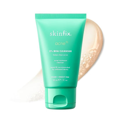 Skinfix 2% BHA Cleanser - 1 oz - Clears Acne Blemishes & Blackheads - Safe for All Types of Acne - Fragrance Free - Vegan, Cruelty Free