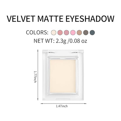 Erinde Single Matte Eyeshadow Palette, Velvet Eye Shadow Compact Powder Natural Makeup, Long-Lasting Eye Makeup, Ultra-Blendable, Pigmented Color, Vegan Formula, H02 Off White