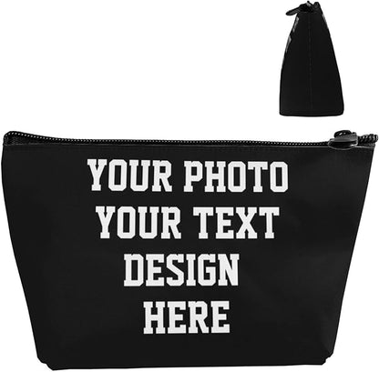 Custom Makeup Pouch Gifts Personalized Make-up Bag for Women -Customized Organizer Cosmetic Bag for Girls Add Your Photo or Text Design Toiletry Travel Purse Case
