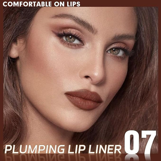Matte Crayon Lip Liner Pencil, Mocha Lip Liners Lipstick For Women, Plump Creamy Formula With Silicone Smudger for Define Contours & Sculpting Lip, Cruelty-Free, 0.75g/0.026oz