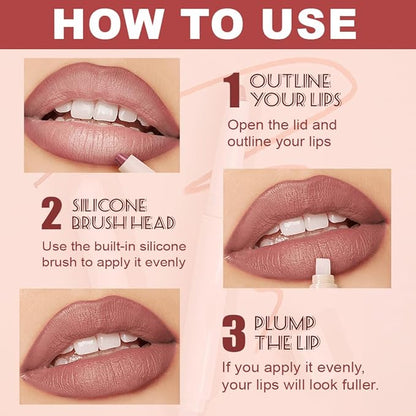 SUAKE Plump Matt Lipstick Lipliner Pencil Pack,Waterproof Crayon with Silicone Smudger for Define Contours & Sculpting Lip, Longwear Moisture Smooth Creamy Formula for Lip Makeup (01# Lift)