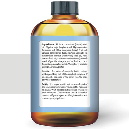 First Botany Biotin Castor Oil Encourages Hair Growth, Scalp & Hair Strengthening Serum, Nourishing Treatment for Split Ends, Dry Scalp, Safe for All Hair Types, 4 fl oz