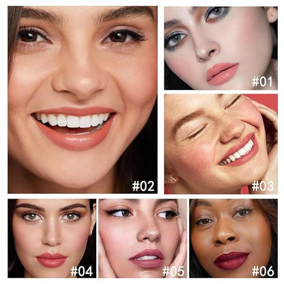 6Pcs Matte Lipstick Crayon Set for Women, 24 Hour Lipstick Lip Liner Pencil, Neutral Lip Stick Lipliner Long Lasting Waterproof Smudge Proof, Vegan & Cruelty-Free