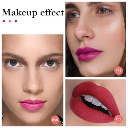 evpct 3Pcs Rose red plum Warm pink Deep cranberry Matte Liquid Lipstick Set for Women 24-hour Matte Lipstick Lip Stain Gloss Long Lasting 24 Smudge Waterproof labiales mate larga duracion 24