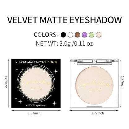 Erinde Single Beige Matte Eyeshadow Palette, Velvet Eye Shadow Compact Powder Primer Base Makeup, Neutral Nudes Matte Pressed Powder Eye Shadow Palette, 06# Beige