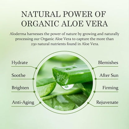 Aloderma Age-Defying Aloe Flower Essence Gel with 24K Gold Leaf, Made within 12 Hours of Harvest - Luxurious Aloe Gel with Allantoin & Hyaluronic Acid for a Shimmering, Youthful Complexion, 7oz 3-Pack