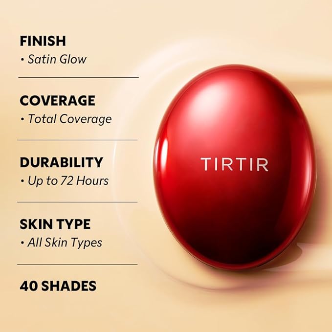 [*Mini Size*] TIRTIR Mask Fit Red Cushion Foundation | Full coverage, Weightless, Skin fit, Satin Glow Finish, Korean Makeup BB Foundation, beauty, Tattoo cover up, Buildable (#35N Walnut, 0.15 Fl Oz)