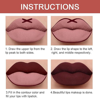 Kaely 2-in-1 Dark Deep Red Lip Liner & Lipstick Set Kit for Women, Matte Lips Kit with Lip Liner Lip Stains Long Lasting Waterproof 24 Hour Lipstick and Lip Liners Combo Lipliners Pencil Set 15