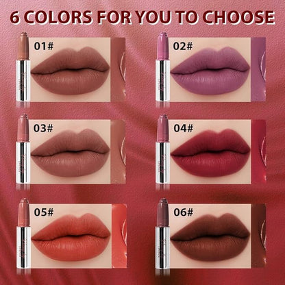 evpct 6Pcs Matte Lip Crayon Bar Set, Maroon Plum Purple Nude Brown Brownish Red Rose Orange Matte Lipsticks, Long Lasting Waterproof Lips Stick for Women, Creamy Smooth High Pigment Velvet Lipstick