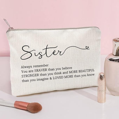 LICOBG Sister Birthday Gift Makeup Case Self-Worth Cosmetic Bag Positive Affirmation Toiletry Bag Gift Motivation Quotes Sister Gift