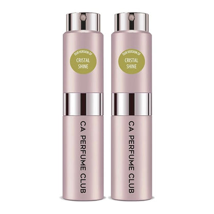 CA Perfume Impression of Cristal Shine for Women Floral Green Scent Long Lasting Perfumes for Women Eau De Parfum Travel Size Refillable Atomizer Spray 0.27 Fl Oz 8ml (Set of 2)