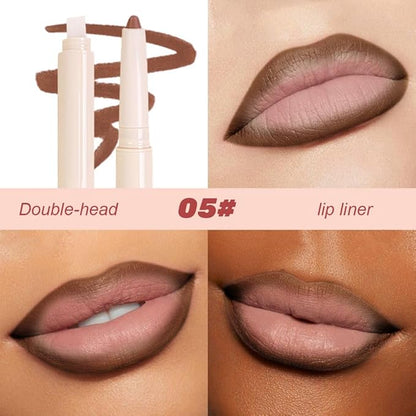 SUAKE Plump Matt Lipstick Lipliner Pencil Pack,Waterproof Crayon with Silicone Smudger for Define Contours & Sculpting Lip, Longwear Moisture Smooth Creamy Formula for Lip Makeup (05# Twist)