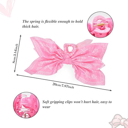 Bow Claw Clips Bow Hair Clips 2PC Pink Big Hair Bows for Women Butterfly Styling Large Hair Clips for Thick Hair for Girls Hair Accessories for Teen