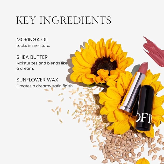 OFIR Lip Rouge Satin Hydrating Lipstick | Full Coverage Cream Lipstick for Long Wear Comfort | Lightweight Lip Satin Finish with Shea Butter| Go There! - Muted Purple 0.12 oz