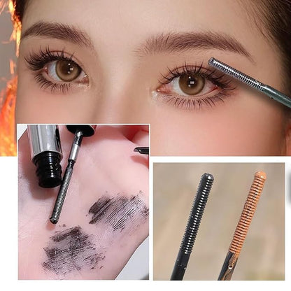 Iron Wand Mascara,Waterproof Metal Wand Mascara Tubing, 3D Curling Metal Wands Mascaras Black Washable, Long-lasting 3D Curling Eyelash, Smudge Proof & No Flaking (Black-2 * 2)