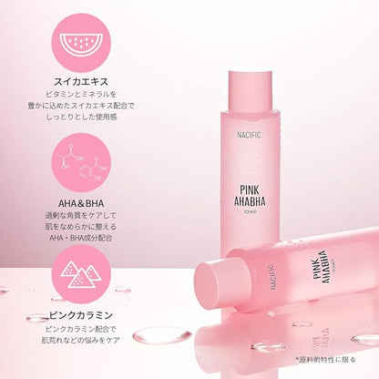 NACIFIC Pink AHA BHA Toner Watermelon extract, Glow, Moisturizing, Hyaluronic Acid 150ml, 5.07fl.oz