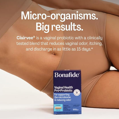 Bonafide Clairvee Vaginal Probiotic for Relief from Odor, Itching & Discharge, 1-Month Supply (15 Capsules)