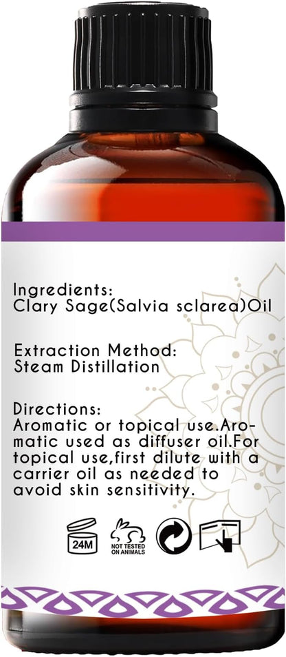 Clary Sage Oil Essential Oil 1 Oz, 100 Pure Natural Sage Essential Oil for Diffuser Skin Hair