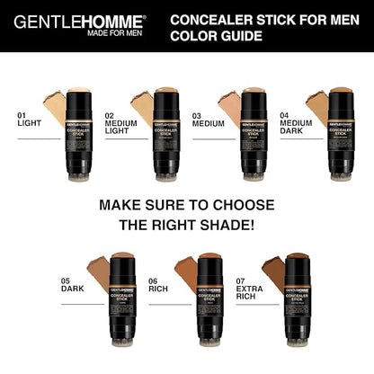 Concealer Stick with Brush for Men - Eraser Dark Circles - Men’s Multi-Use Concealer - Dual Sided Full Coverage with Soft Brush- Buildable Coverage Makeup - All Skin Type - (Medium Dark)