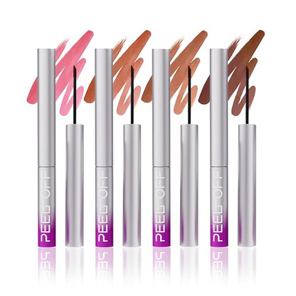 LANGMANNI 4Pcs Peel Off Lip Liner Set,Lip Stain Peel Off,Long-Lasting Waterproof & Smudge-Proof Matte Lip Liners With Ergonomic Handle & Precision Brush,Makeup Gift for Girls (#1+3+5+6)