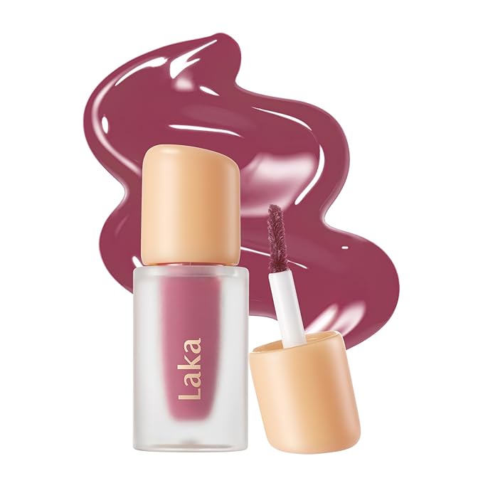 Laka Fruity Glam Lip Tint Mini, Glowing Lip Stain with Wide Color Spectrum, Hydrating & Lightweight Texture, Long-Lasting Bold Stain, Non-Sticky, Vegan, K-Beauty (#149 Beans)
