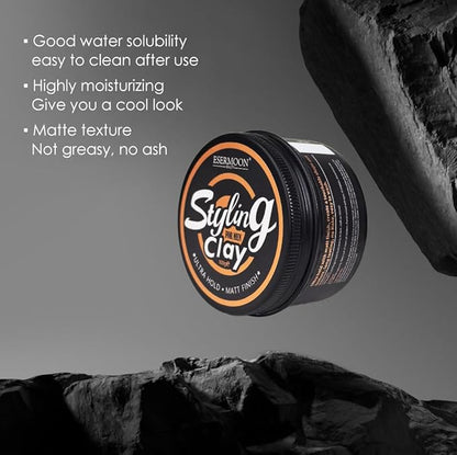 Ultra Hold Hair Clay for Men - Matte Hair Styling Clay for Men, Touchable Texture, Light Scent, No White Residue, Easy Wash, 3.53oz