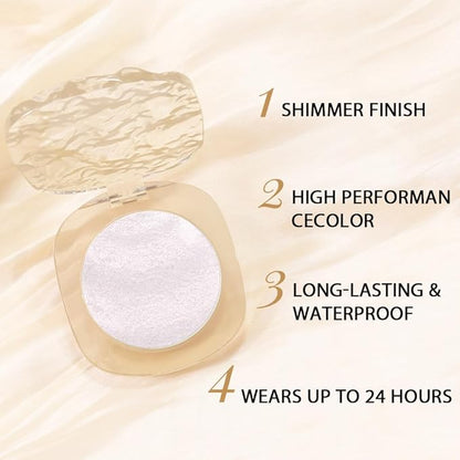 Light Pink Cream Glitter Shimmer Metallic Eyeshadow Palette Makeup, Natural Single Mini Instant Holographic Eyeshadow For Women, Sombras Crema Para Ojos, Talc, Paraben & Cruelty Free