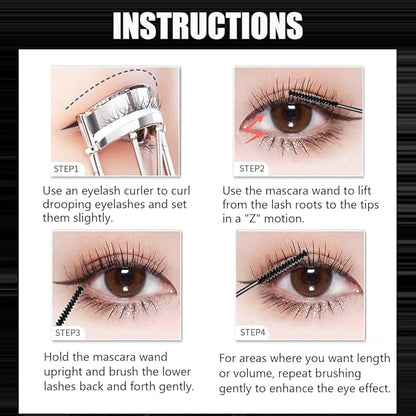 Ultra-Slim Brush Tubing Mascara for Mature Lashes – Waterproof Volume + Length for Fine Short Lower Lashes, Hypoallergenic Smudge-Proof Formula, Older Women Sensitive Eyes Friendly (Black)