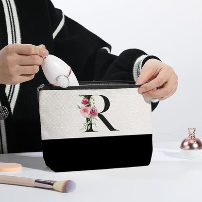 Initial Makeup Bag, Personalized Gifts for Women, Personalized Makeup Bag, Bridesmaid Gifts, Cosmetic bags for Women (Letter R)