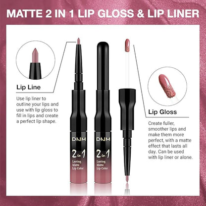 Kaely 2-in-1 Matte Lipstick and Lip Liner, Liquid Lip Stain Makeup for women Long Lasting Waterproof Smudge Proof, labiales matte mate larga duracion listip 24 hours originales, 35 Mauve Pink