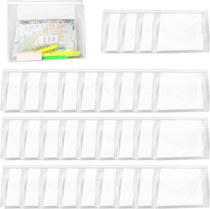 50 PCS Mini Clear Makeup Bag,Small Clear Zipper Pouch Travel Bag for Toiletries Plastic Cosmetic Organizer Waterproof，for Swimsuit Bikini Travel Vacation(9.8 x 7.1 x 2.6 Inch)