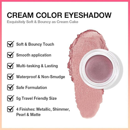 Single Cream Eye Shadow,Rose Glitter Shimmer Nude Natural Monochrome Eyeshadow Palette,Waterproof,Long Lasting Naturing-Looking,Vegan & Cruelty-Free,27
