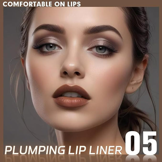 Matte Crayon Lip Liner Pencil, Chocolate Lip Liners Lipstick For Women, PlumpCreamy Formula With Silicone Smudger for Define Contours & Sculpting Lip, Cruelty-Free, 0.75g/0.026oz