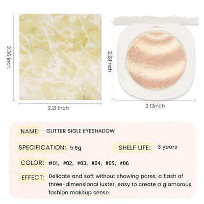 Gold Brown Champagne Shimmer Glitter Sparkling Monochrome Eyeshadow Palette,Metallic Single Eye Shadow for Older Women,Long Lasting Naturing-Looking Eye Makeup