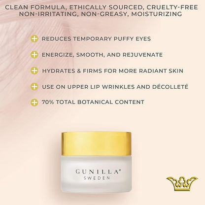 GUNILLA Anti-Aging Eye Cream Eye-de-puff A23 Concentrated with 23 Actives & Botanicals Hydrate & Help Reduce Fine Lines, Puffiness & Dark Circles, Natural, Peptides, Vegan - 5 oz