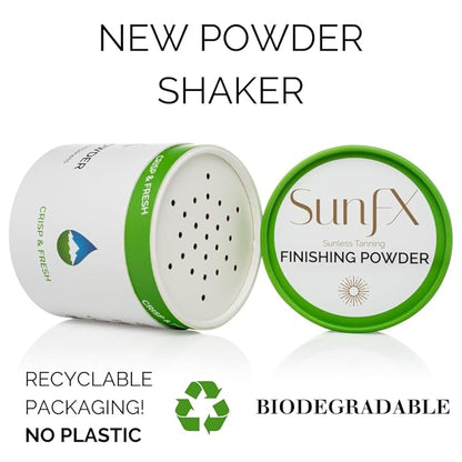 SunFX Post Spray Tan Translucent Finishing Powder | Talc Free | Sunless Tanning Setting Powder | Shimmer | Crisp & Fresh, 4.00 Ounce (Pack of 1)