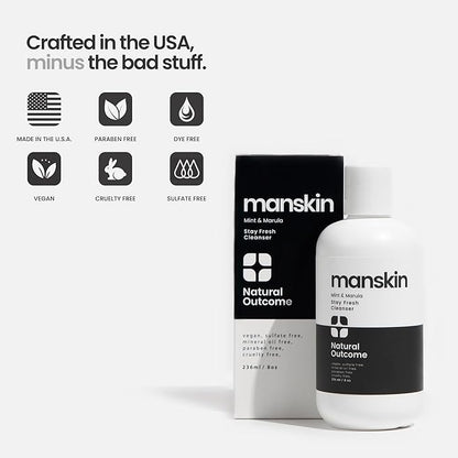 natural outcome Mens Face Wash Cleansing Gel with Mint and Marula Oil - Daily Cleanser Face Wash for Men - Sulfate Free 8 oz