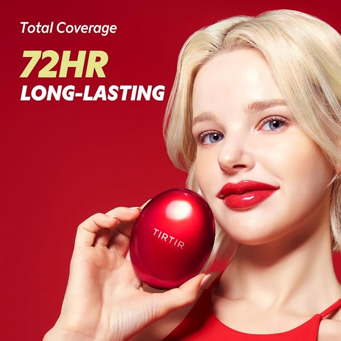 [*Mini Size*] TIRTIR Mask Fit Red Cushion Foundation | Full coverage, Weightless, Skin fit, Satin Glow Finish, Korean Makeup, beauty, Tattoo cover up, Buildable (#17C Porcelain, 0.15 Fl Oz)