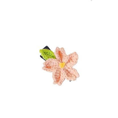 2PCS Crochet Knitting Hair Clip for Girls/Daughter, Gift for Her Birthday, Finished Handmade Wool Knitted Pink Sakura
