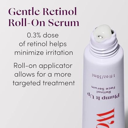 Womaness Plump It Up Retinol Serum – Roll-On Hydrating Face Serum for Women w/ Hyaluronic Acid & Collagen Boosting Retinol – Anti Aging for Fine Lines, Wrinkles & Smoothing Ceramide NG Skincare (30ml)