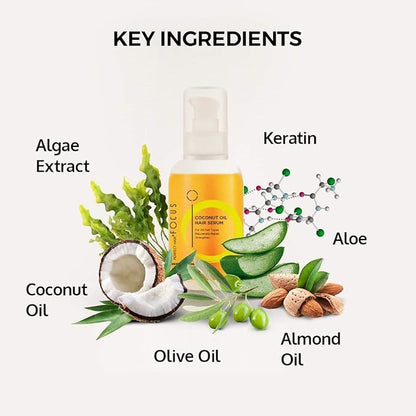 Perfect Hair Coconut Oil Hair Serum - Natural Hair Oil Infused with Raw Virgin Olive Oil, Sweet Almond and Keratin - Smoothing Hair Oil for Frizzy, Dry & Damaged Hair - 50ml (1 Pack)