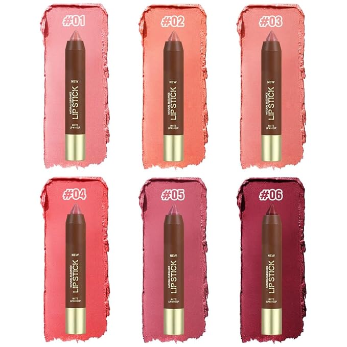 Matte Lipstick Crayon Set for Women, Ruby Red 24 Hour Lipstick Lip Liner Pencil, Neutral Lip Stick Lipliner Long Lasting Waterproof Smudge Proof, Vegan & Cruelty-Free, 04