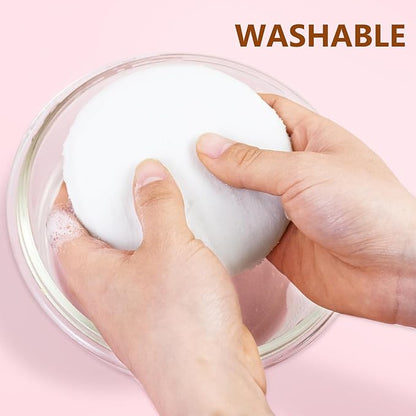 4 Pack Extra Large Body Powder Puff, Soft Cotton Powder Puffs 4.13 Inch Dusting Powder Puff Washable Round Powder Puffs for Woman Baby Body Face Loose Dusting Powder