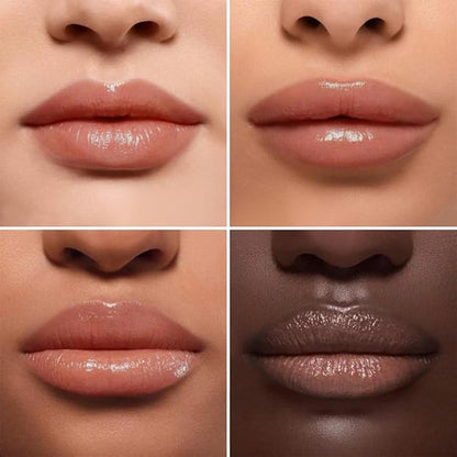 2Pcs Nude Brown Honey Tinted Lip Stain Lip Balm Lip Gloss Lipstick, Sheer Hydrating Lip Stains Tint, Moisturizing Lip Color for All Skin Tones, Nourishing Lip Balm with Natural Black Cherry