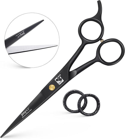 Jimy 6.5" Hair Scissors Professional – Ultra Sharp Razor Edge Stainless-Steel Scissors to Cut Hair – Ergonomic Design Salon Quality Hair Shears for Men, Women & Barbers
