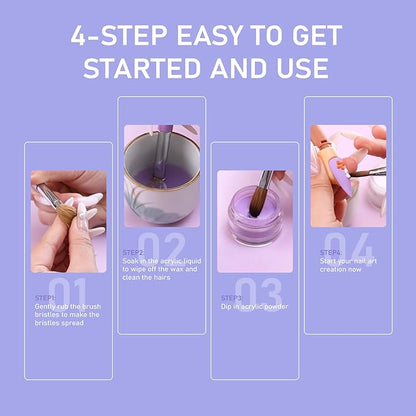 Acrylic Nail Brush Size #08, KEMEISI 100% Pure Kolinsky Nail Art Brushes Sturdy Handle Oval Shaped Acrylic Powder Nail Design Tools for Professional Manicure DIY Home Salon (Purple)