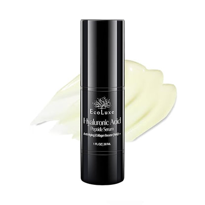 Hyaluronic Acid Peptide Serum – 5x HA, NAD⁺, and Copper Peptides to Plump, Hydrate, and Firm. Boosts Radiance, Smooths Lines, and Supports Skin Renewal – Clean Vegan Formula