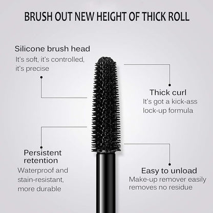 4D Silk Fiber Lash Mascara- Waterproof Mascara Black Volume and Length, Easily to Create Amazing Lashes for Thicker, Long Lasting and Curly Eyelashes